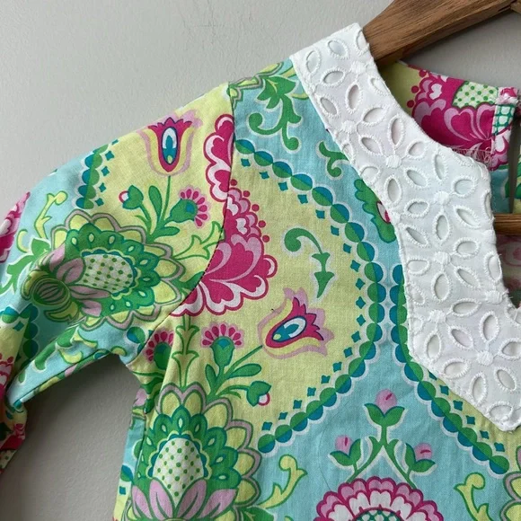 Girls Peaches ‘n Cream Floral Lace Trimmed Tunic Top 6x - Picture 3 of 8